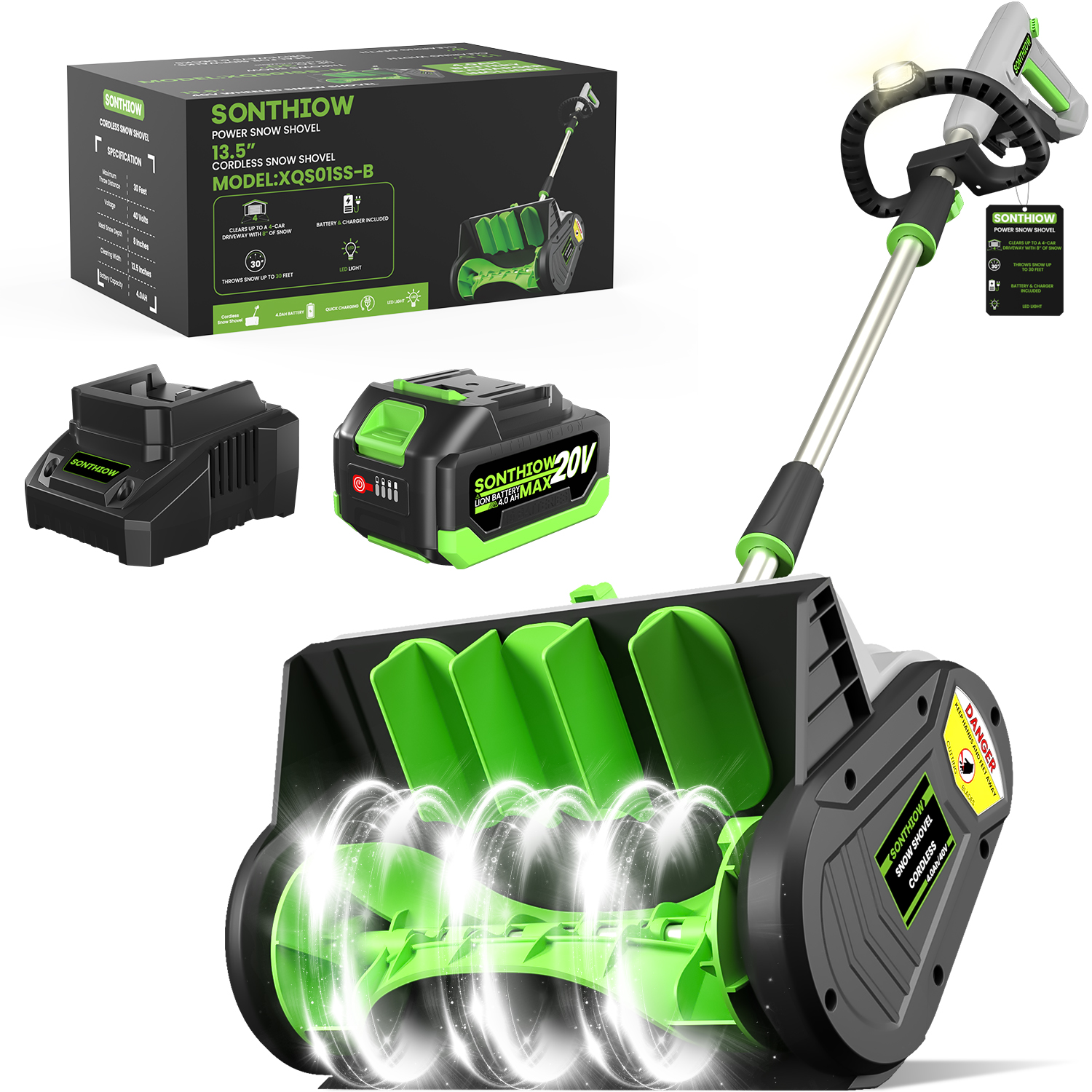 SONTHIOW 13.5 inch snow shovel single battery